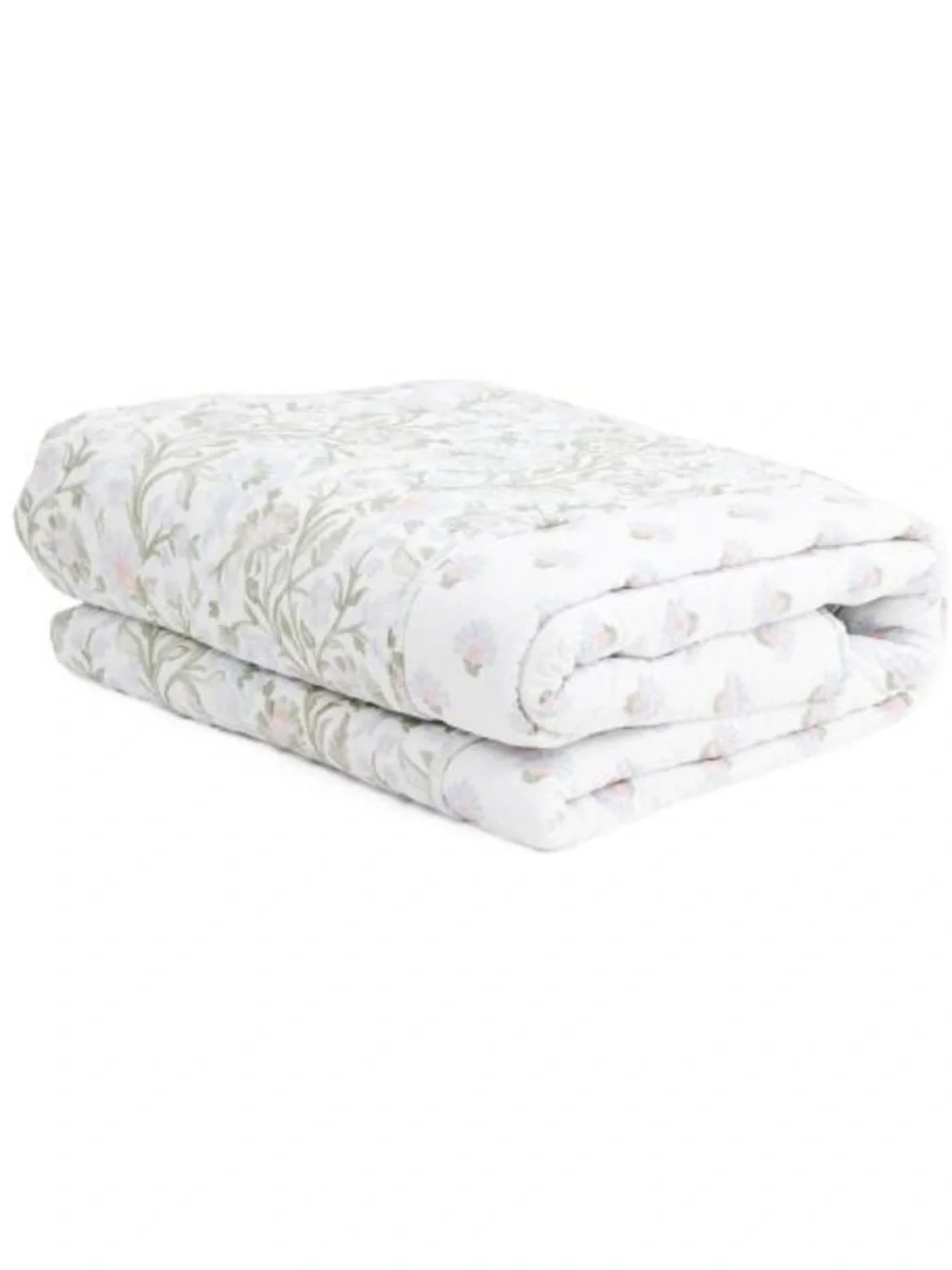 Nicole Miller White Floral Cotton Reversible Quilt Set